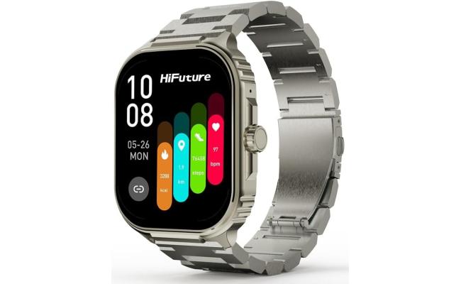HiFuture Ultra3 PRO Premium Stainless Steel Smart Calling Watch, 2.04 Inch AMOLED Display, IP68 Waterproof, Enhanced Monitoring, 100+ Sports Modes, Sleep Monitoring, 7 Days Battery - Silver